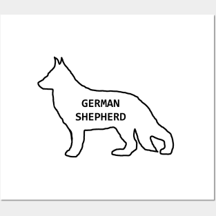 german shepherd white name silhouette Posters and Art